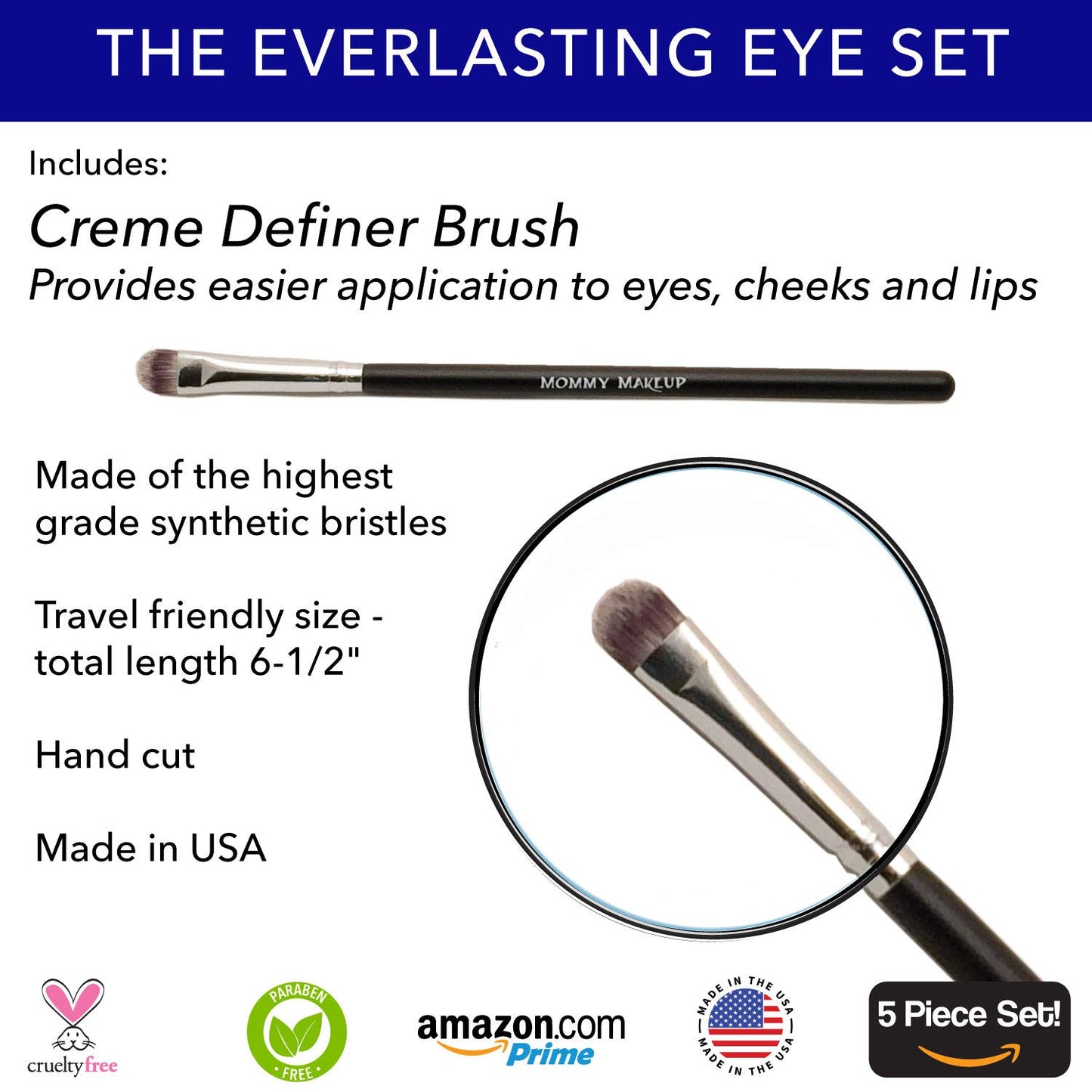 The Everlasting Eye 5 Piece Waterproof Makeup Set. Gel Eyeliner, Creme Eyeshadow, 2 brushes and Mesh Bag. Paraben-free, Talc-free, Cruelty-free. Elsa/Amethyst 1106