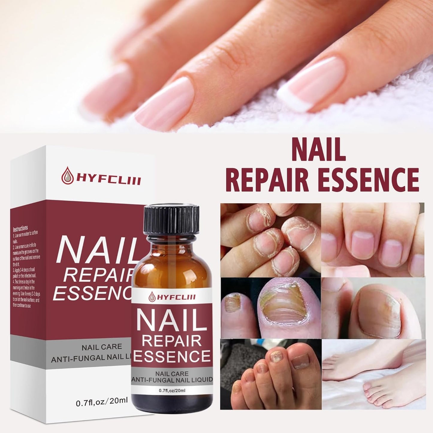 Nail Repair Essence Serum Nail Treatment Multi-Purpose Nail Repair Liquid Solution for Damaged Nails repair for Discolored Nails Ingrown Treatment Extra Strength Nail Care 0.7 Fl Oz