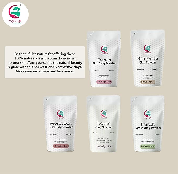 YOGI’S GIFT – Celebrating health Multi Pack | Pack of 5 Clays + Rose Petal Powder for bundle……