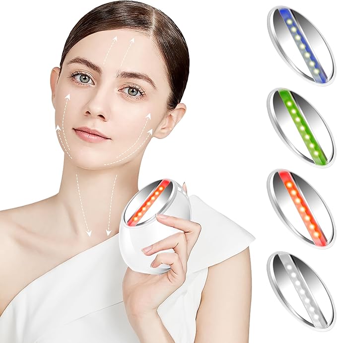 Facial Skin Tightening Device, 6-in-1 Facial Massager Red Light Therapy Beauty Device for Face &Neck Skin Rejuvenation Lifting, Tightening, Infusing, Effective Wrinkle&Puffiness Reduction