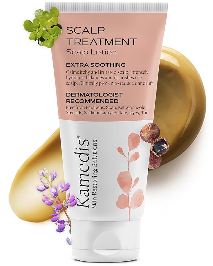 KAMEDIS Scalp Moisturizer Lotion For Dry, Itchy, Dandruff, Flaky, Seborrheic Dermatitis, Psoriasis and Sensitive Scalp. Over-Night Mask Treatment Botanicals-Based. Parabens Free. 3.38 Fl Oz.