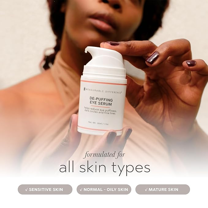 De-Puffing Eye Serum with Caffeine, Aloe Vera, Hyaluronic Acid & Peptides | Reduces Puffiness, Dark Circles, and Fine Lines | Hydrating Under Eye Treatment for All Skin Types