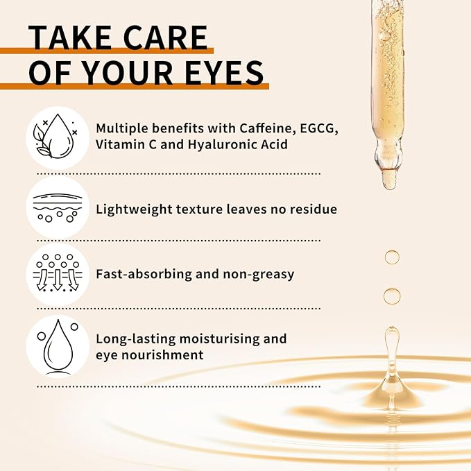 Caffeine Eye Serum with EGCG, 2 PCS 5% Caffeine Solution Reduces Pigmentation and Puffiness, Under Eye Serum for Dark Circles, Wrinkles and Fine Lines