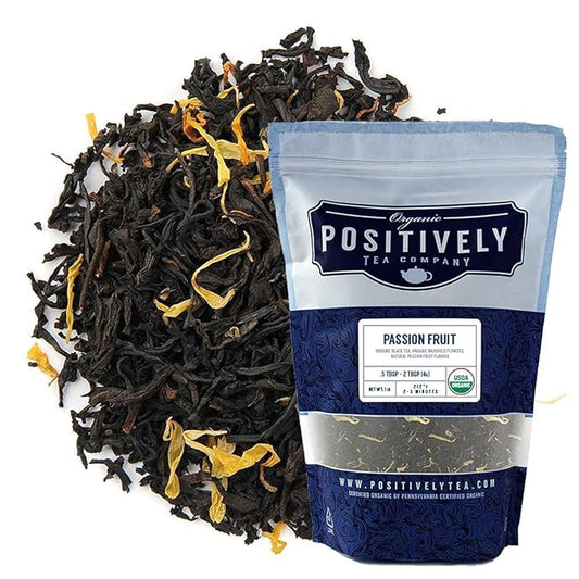 Organic Positively Tea Company, Passion Fruit Black Tea, Loose Leaf, 16 Ounce