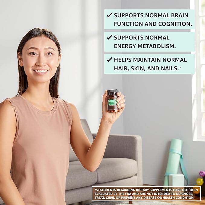 Amazon Elements - Biotin, 5000 mcg, Vegan, Helps maintain hair growth, healthy skin, and nails, 130 Capsules (4 month supply) (Packaging may vary)