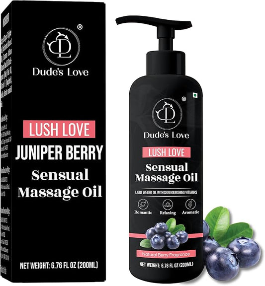 Organic - Edible Berry Sensual Massage Oil for Couple - Edible | No Stain & Non-Sticky | with Coconut Oil, Natural Lime & Juniper Berry.