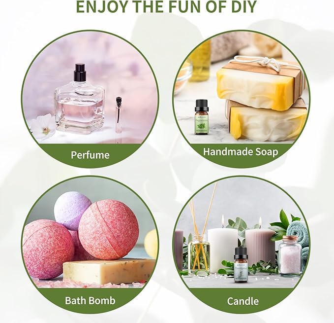 Sedbuwza Peppermint Eucalyptus Essential Oil Set, Peppermint Fragrance Oil Eucalyptus Scent Oil Set for Diffuser, Aromatherapy, Massage, Soap, Candle Making 2 x 10 ml