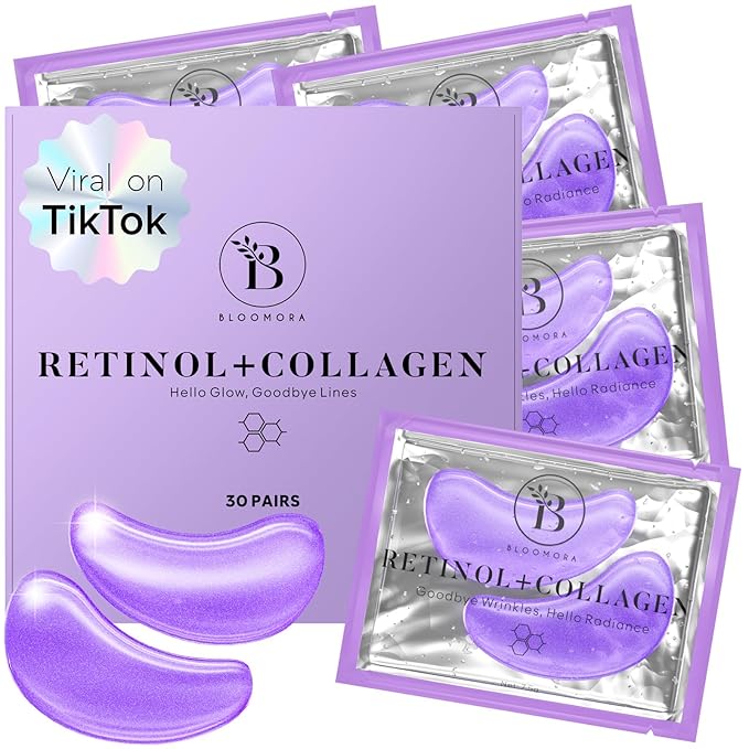 Retinol & Collagen Under Eye Patches (30 Pairs) Under Eye Patches for Dark Circles and Puffy Eyes, Under Eye Mask, Puffy Eyes Treatment