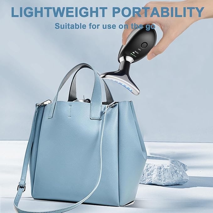 Facial and Neck Massager,Face Tool with 3 Colour Modes and Vibration,Facial Beauty Device for Skin Care (Black)