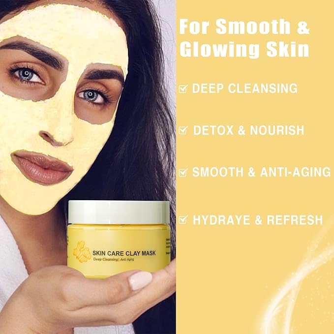 Turmeric Soap Bar Turmeric Clay Mask Turmeric Eye Cream Set of 3, Turmeric Facial Mask for Face with Kaolin Clay, Control Oil & Deep Cleansing, Natural Turmeric Soap for Acne, Blackheads & Smooth Skin