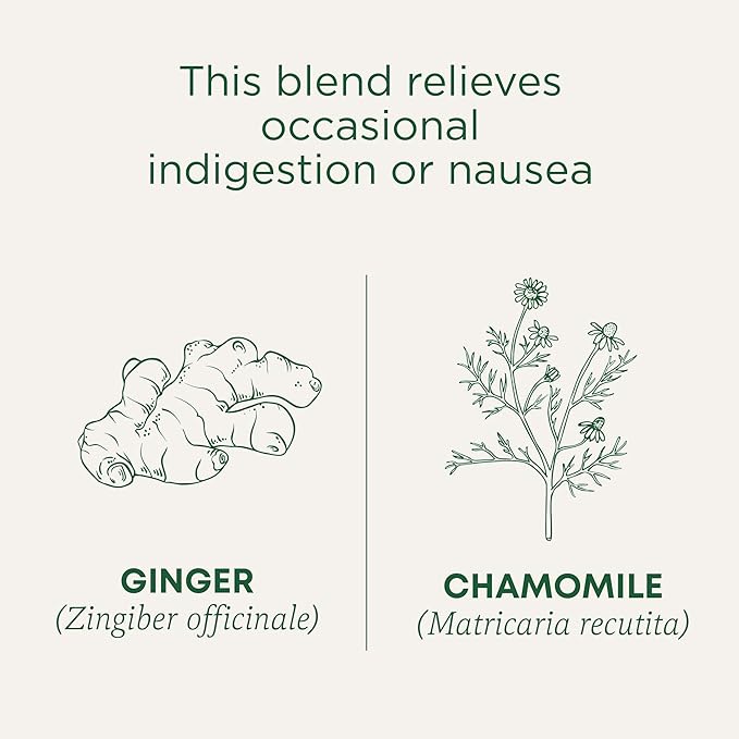 Traditional Medicinals Tea, Organic Ginger & Chamomile, Occasional Nausea & Indigestion Relief, 16 Tea Bags