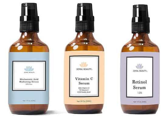 Joyal Beauty Vitamin C Serum, Hyaluronic Acid Serum and Retinol Serum 3-Pack