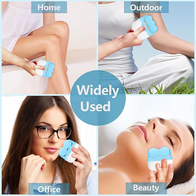 Ice Roller for Face, Double Ended Facial Ice Roller with Travel Case, Facial Skin Care Tools with 2 in 1 Roller, Cryotherapy Ice Roller Massager to Relieve Migraine Pain, Eye Puffiness, Redness, Pain