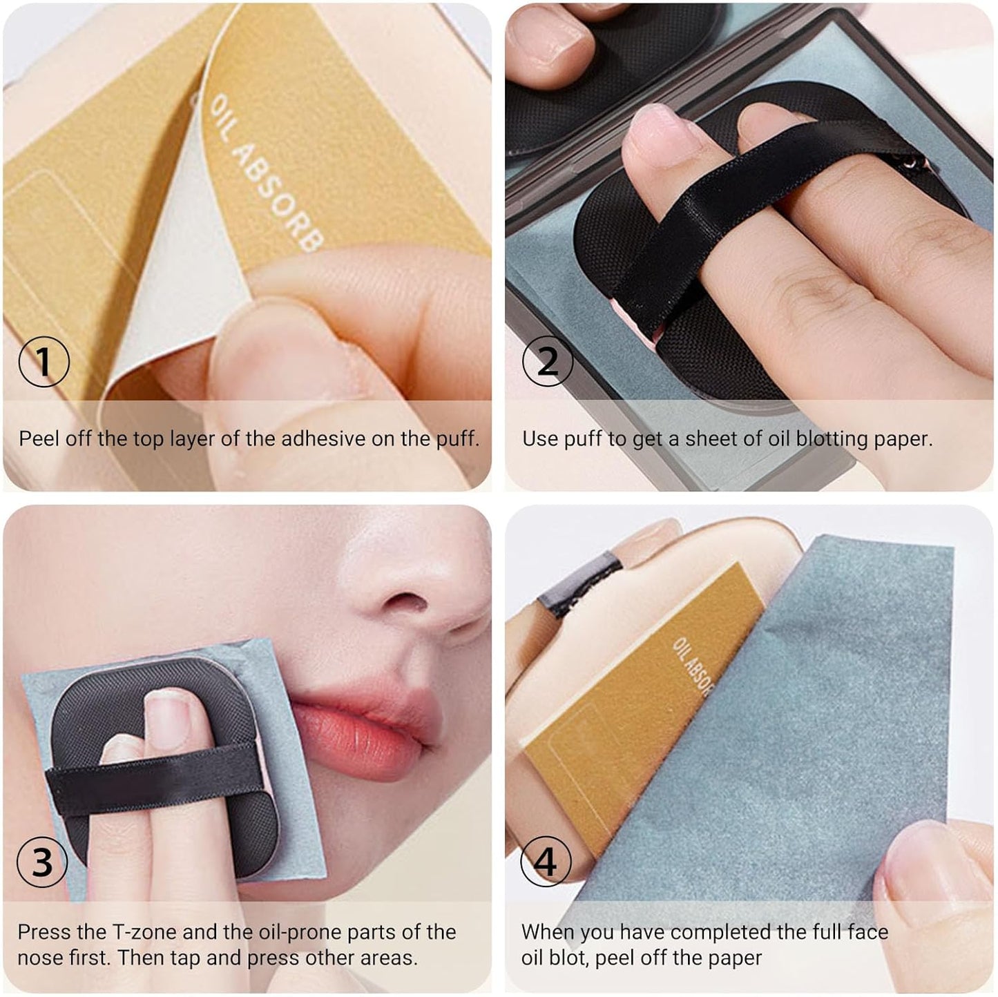 KYDA 200 Sheets Bamboo Charcoal Oil Blotting Paper with Mirror and Puff, Refills Included, Face Oil Absorbing Sheets, Makeup Friendly Oil Control Paper, Travel Size Oil Control Film