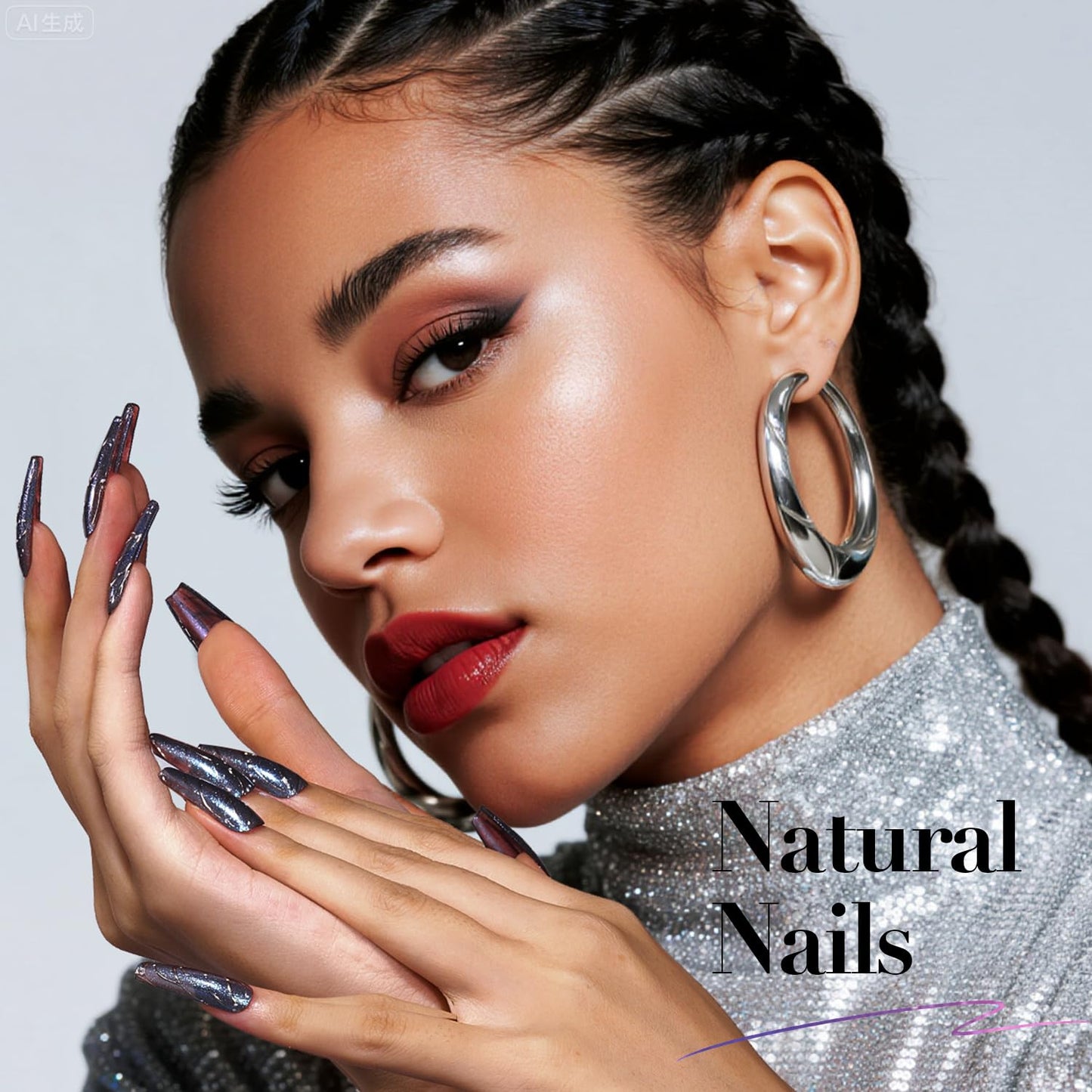 AZUREBEAUTY Holographic Nail Polish Set: 4 Colors Quick Dry Purple Pink Chameleon Fall Winter Natural Fingernail with Top Coat DIY Salon Gift for Women