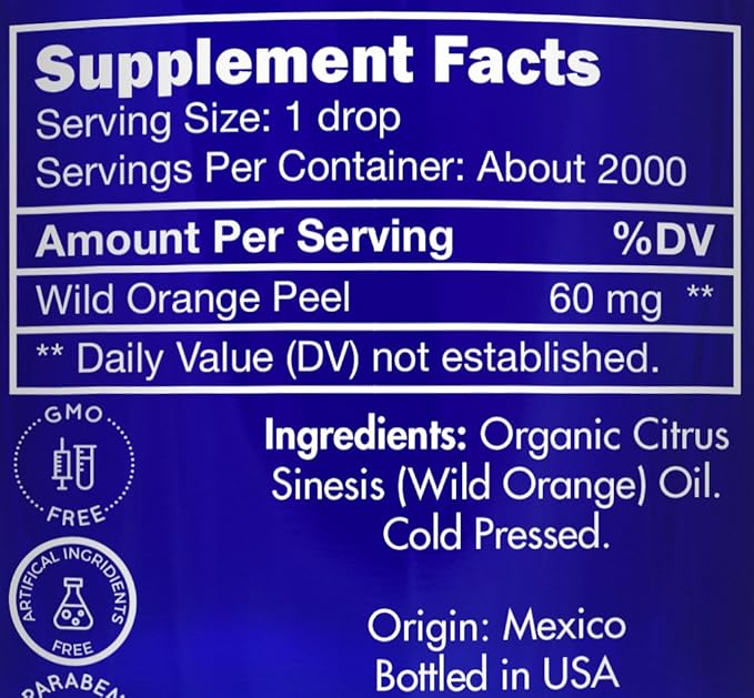 Organic, Orange Essential Oil, Food Grade, for Baking, Skin – 100% Pure, Wild, Orange Oil, Safe for Ingestion, by Zongle Therapeutics, 4 OZ
