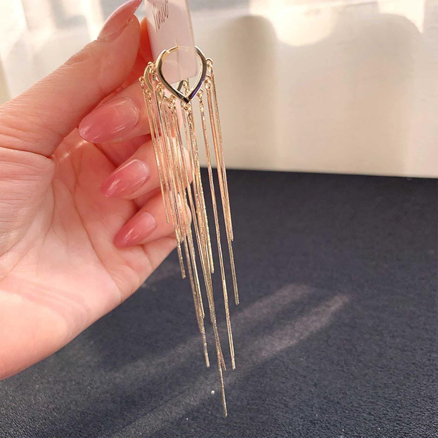Boho Long Tassel Chain Earrings Fringe Drop Dangle Earrings Gold Dangling Chain Tassel Earrings Vintage Statement Earrings Jewelry for Women and Girls Gifts