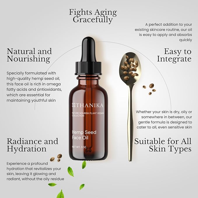 Hemp Seed Face Oil – Anti-Aging, Hydrating, Non-Greasy Skincare | 1 oz (30 ml)
