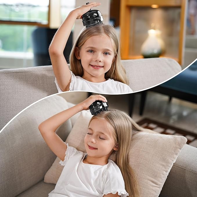 2 in 1 Scalp Massager Shampoo Brush with Soft Silicone Bristles for Hair Growth and Dandruff Removal, Hair Brush Head Massager Scalp Scrubber Exfoliator for Both Wet and Dry Use (Black)