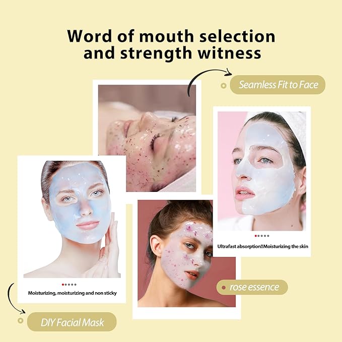 Jelly Mask for Facials, Hydrating & Moisturizing Peel-Off Rubber Gel Face Mask, Skin Care for Deep Hydration & Glow, 23 Fl Oz Jar, Professional Spa Use for All Skin Types with VC essence