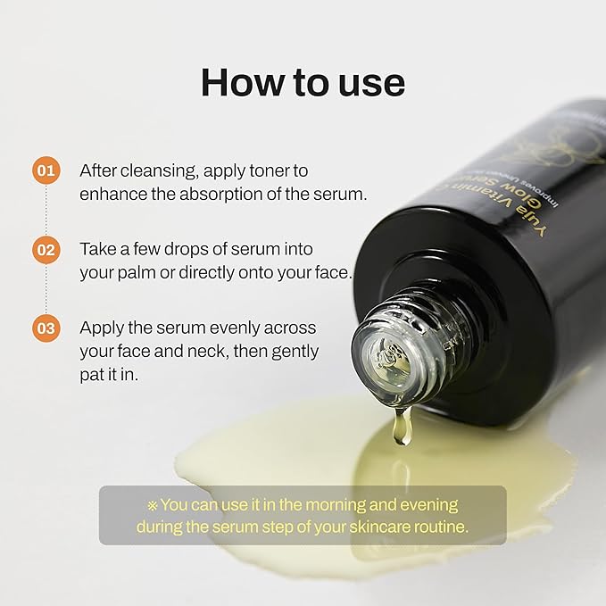 Yuja Vitamin C 20 Glow Serum - Korean Vitamin C Serum for Face with Yuja Oil - Dark Spot Correcting Glow Serum for Radiance, Enhancing Skin Clarity, and Improving Skin Tone and Elasticity -1.01 fl.oz