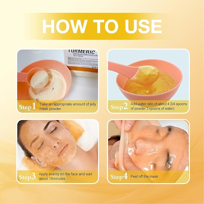 Jelly Mask for Facials Professional, Hydrating & Moisturizing Peel-Off Natural Gel Face Mask SkinCare, Professional Spa Use Jelly Face Masks, Deep Hydration & Glow 23 Fl Oz (Turmeric)
