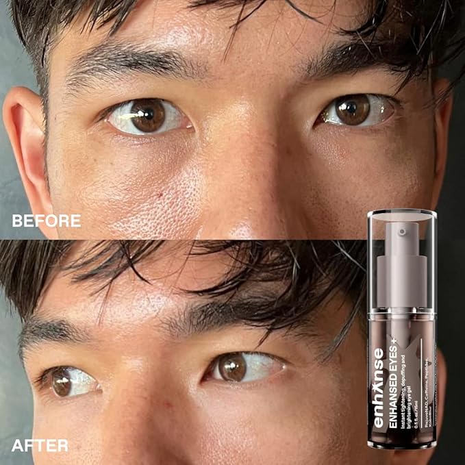 Under Eye Gel for Men, Caffeine Eye Cream, Peptides, RejuveNAD, Instant Tightening, Brightening, Depuffing for Under Eye Bags, Blurs Fine Lines and Dark Circles, 0.5 Fl Oz