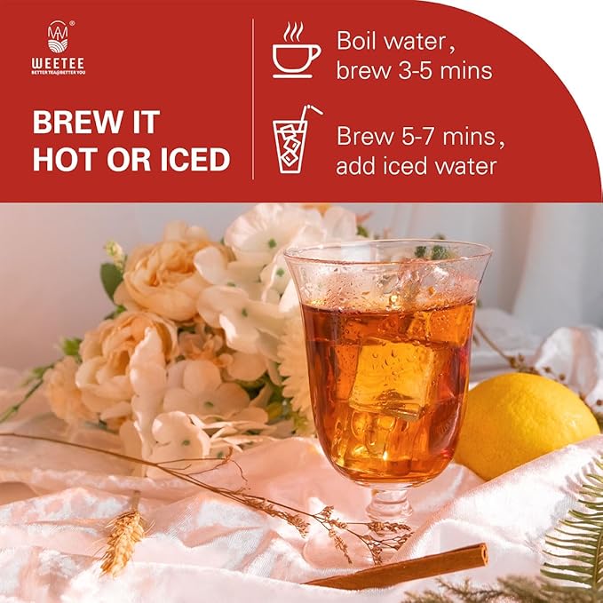 WT WEETEE Organic Puerh Tea Bags, Organic Ripe Pu'erh Tea 100 Count, Smooth, Subtly Sweet, Earthy Dark Tea Black Tea, Rich Antioxidants