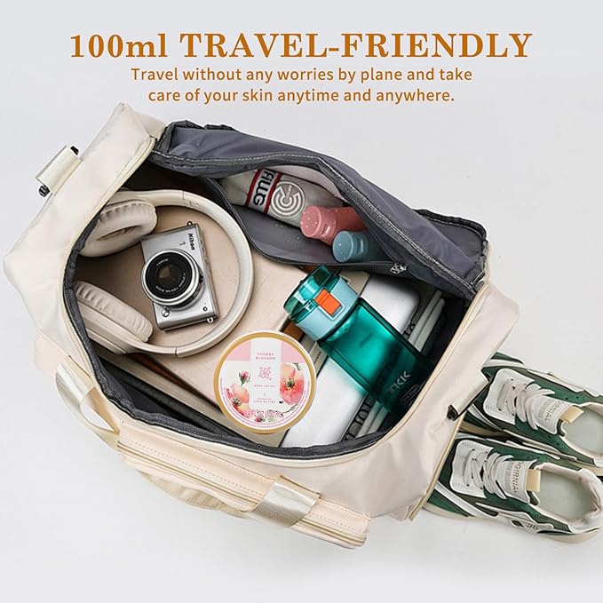 Cherry Blossom Lotion, Travel Size Body Lotion for Women and Men Dry Skin, Deep Moisturizing and Hydrating with Natural Shea Butter, Smell Good, 100ml(3.4floz)