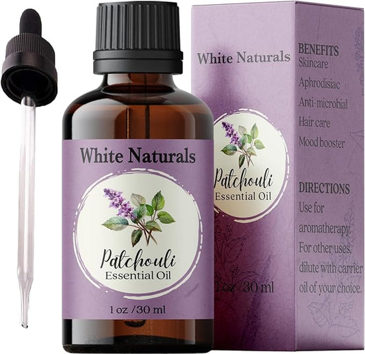 White Naturals Patchouli Essential Oil – 100% Pure & Natural, Earthy Aromatherapy Oil for Relaxation, Skin Care, & DIY Products, 1oz