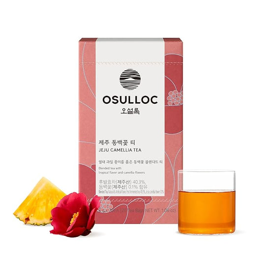 OSULLOC Camellia Flower Tea (Tropical fruity flavors), Fruit tea Blend, Premium Teabags from Jeju Island, 20 count