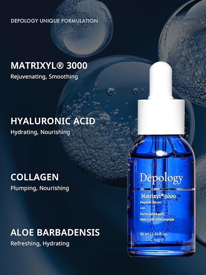 Depology Peptide Serum Duo, MATRIXYL® 3000 Serum + Peptide Complex 10% Wrinkle Defense, Argireline™ Peptide Serum, Hydrating Face Serum Targets Dynamic Wrinkles