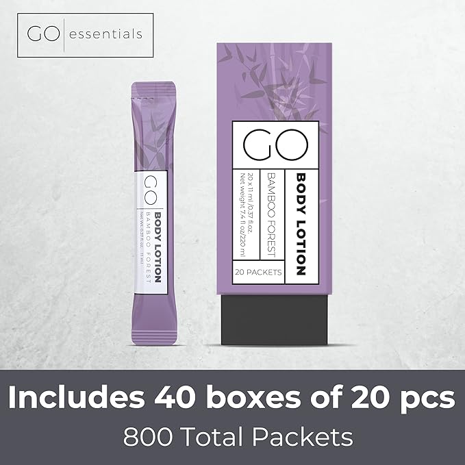 Go Essentials Travel Lotion Single Packets – Body and Hand Lotion for Hydrated Skin and Travel Size Toiletries.