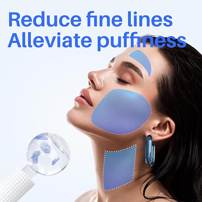 Ice Globes & Ice Roller for Face and Eyes - Facial Massage Tools for Skin Care, Reduce Wrinkles & Puffiness, Cooling Globes & Roller Ball for Glowing Skin (Blue/2PCS)