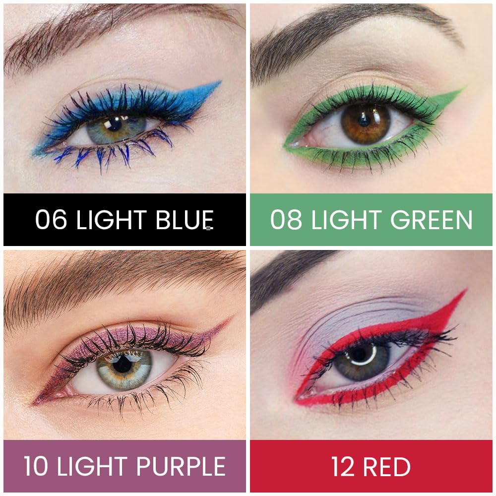 Kaely 4Pcs Light Blue Green Purple Red Gel Eyeliner Pencil,Cream Waterproof Smudge Proof Eye Liner,Halloween Makeup,Eye Black Face Paint Lipstick Crayon,Color Colorful Eyeliner Eyeshadow Stick