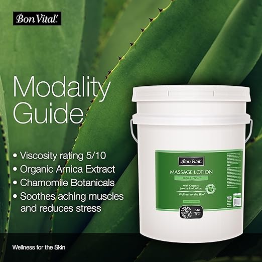 Bon Vital' Organica Massage Lotion with Certified Organic Ingredients for an Earth-Friendly Massage, Natural Moisturizer Lotion for Soothing Back & Neck Massages, 5 Gal, Label may Vary