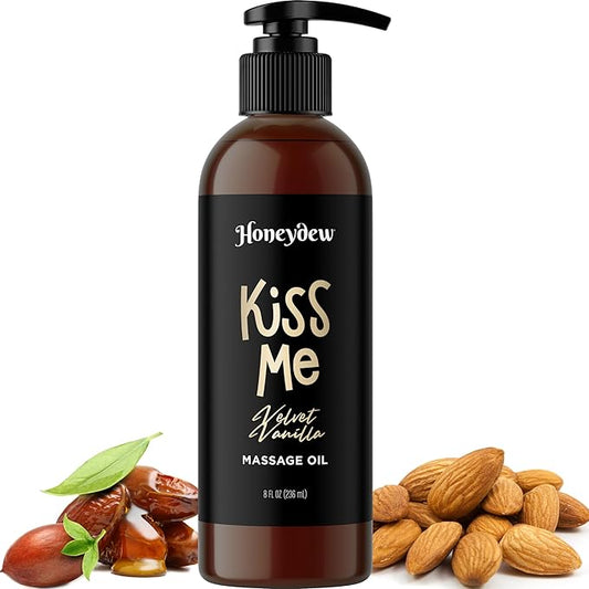 Vanilla Sensual Massage Oil for Couples - Relaxing Full Body Massage Oil for Date Night with Moisturizing Coconut and Sweet Almond Oil - Vegan Non Staining Non Greasy Silky Smooth Gliding Formula