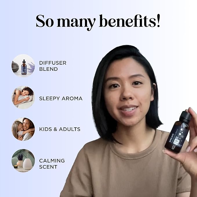 Sleep Essential Oil Blend for Diffuser - Dream Essential Oils for Diffusers Aromatherapy and Relaxation with Clary Sage Ylang-Ylang Roman Chamomile and Lavender for Sleep Time Support (1 Fl Oz)