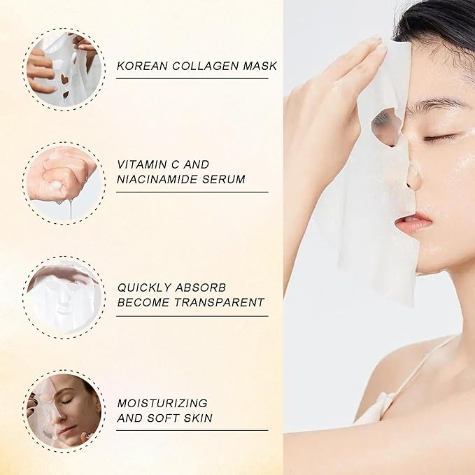 Deep Collagen Overnight Face Mask - Tea Tree CICA Hydrating Overnight Hydrogel Mask, Collagen Overnight Mask Anti Wrinkle Lifting, Collagen Face Mask Improve Elasticity, Firming (Yellow)