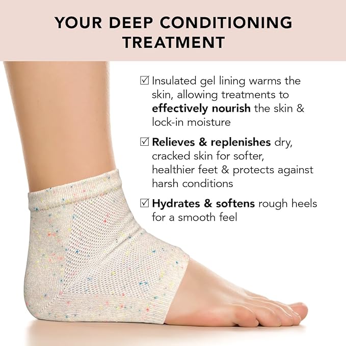 Kitsch Moisturizing Socks for Cracked Heel Treatment, Insulated Gel & Moisturizing Heel for Dry Cracked Feet Women & Men, Spa & Sleep Socks for Overnight Moisture Repair, 1 Reusable Pair