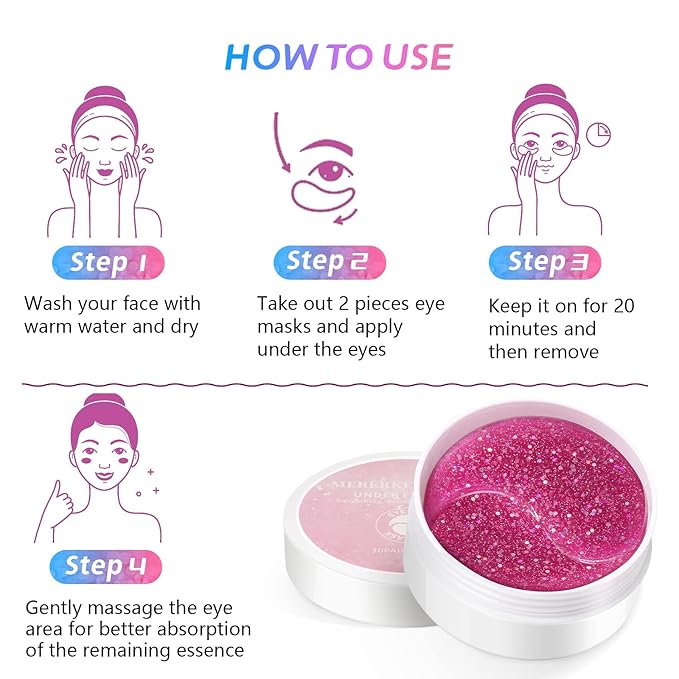 Vemofoper Under Eye Patches - 30 Pairs Collagen Under Eye Masks Anti-Aging Eye Mask for Face to Soothe Puffiness, Eye Bags and Wrinkles