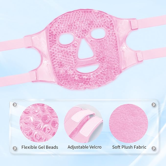 Bundle of CONBELLA Cold Face Eye Masks Ice Face Mask Hot Cold Compress and Ice Face Mask and 2PCS Silicone Face Mask Cover Set