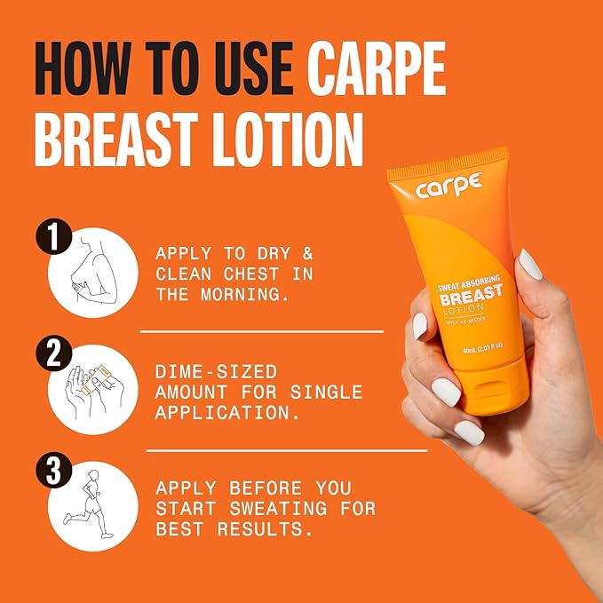 Carpe No-Sweat Breast (Pack of 2) - Helps Keep Your Breasts and Skin Folds Dry - Sweat Absorbing Lotion - Helps Control Under Breast Sweat - Great For Chafing and Stain Prevention
