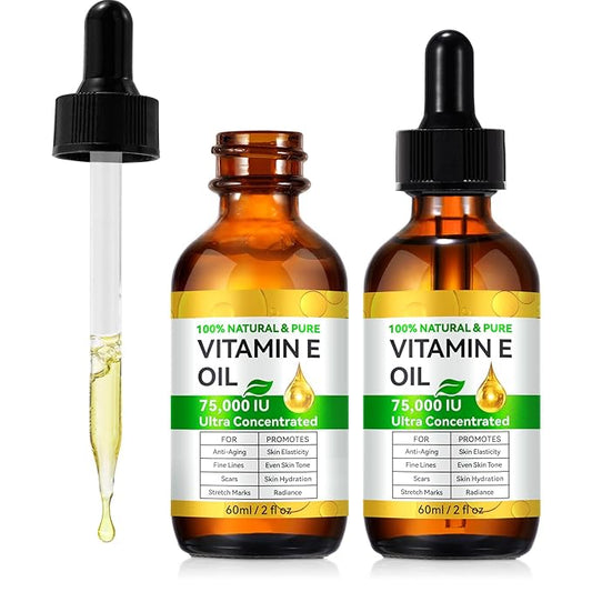 Redshine Vitamin E Oil Blend 75,000 IU-Pure Vitamin E Oil for Skin 2Pack- Face and Scars- Body Bath Oils Moisturizing Dry Skin- Easy to Absorb- 4Fl Oz
