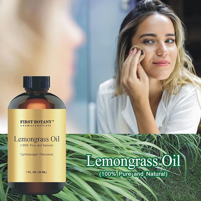 First Botany, 100% Pure Lemongrass Essential Oil - Premium Oil for Aromatherapy, Massage, Topical & Household Uses - 1 fl oz (Lemongrass)