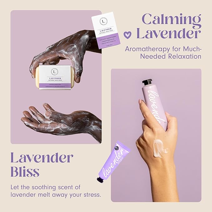 Unboxme Luxury Lavender Spa Gift Set - Relaxation Gift Basket with Candle & Bath Bombs - Self-Care Package for Women, Birthday, Wellness Gift