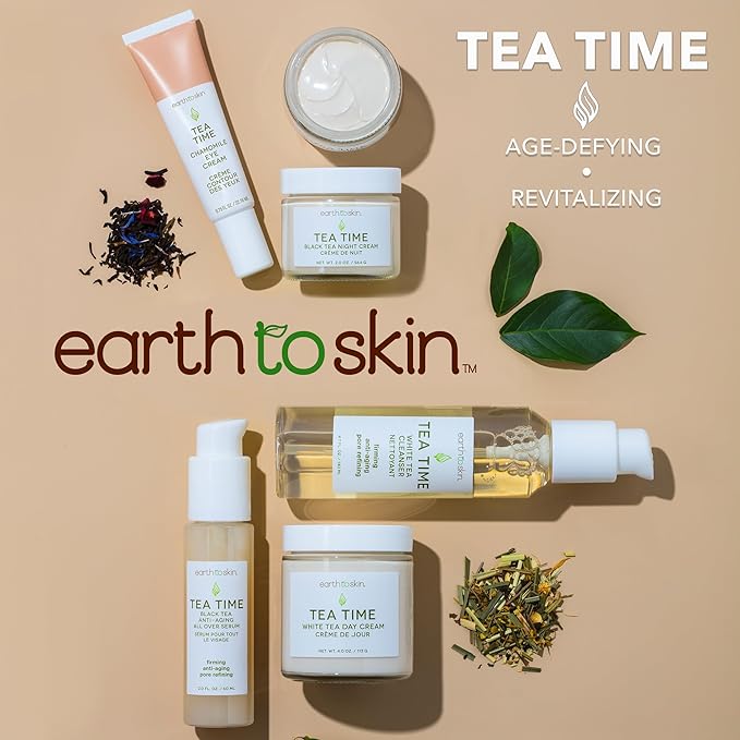 Earth To Skin Tea Time Chamomile Eye Cream – Hydrating & Soothing Eye Treatment with Vitamin E, Vitamin C & Jojoba Oil – 0.75 fl oz