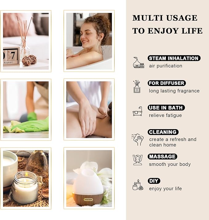 Lemongrass Essential Oil 0.33 oz/10 ml Premium Essential Oil for Diffusers, Humidifier, Candle Making, DIY Soap