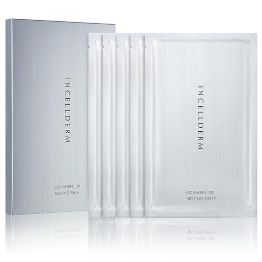 Incellderm Collagen 100 Melting Sheet Mask | Collagen-Infused Formula | Ultra-Fine Fiber Technology for Optimized Absorption and Hydration | Supports Skin Smoothness and Elasticity