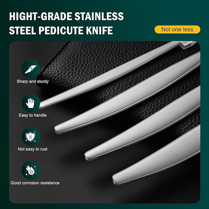 FVION Professional Pedicure Knife Set, 4PCS Ingrown Toenail Removal Blades Kit, Stainless Steel Callus Shaver Foot Blades - Silver